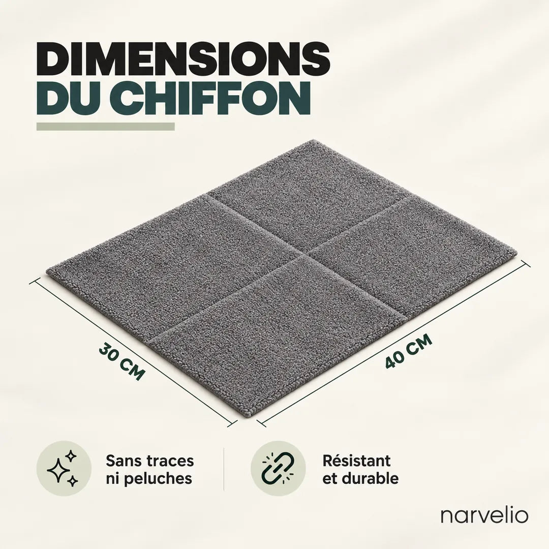 Dimensions du chiffon : 30 × 40 cm